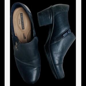 CLARKS COLLECTION | 8.5 | Emslie Warren Navy Side Button Bootie 26128442